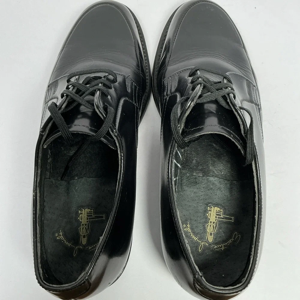 Executive Imperial Black Mens‎ US 6.5E Leather USA Apron Toe Derby Shoes 06201L3